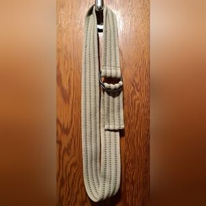 Men's Tan Woven Belt Double Loop Buckle